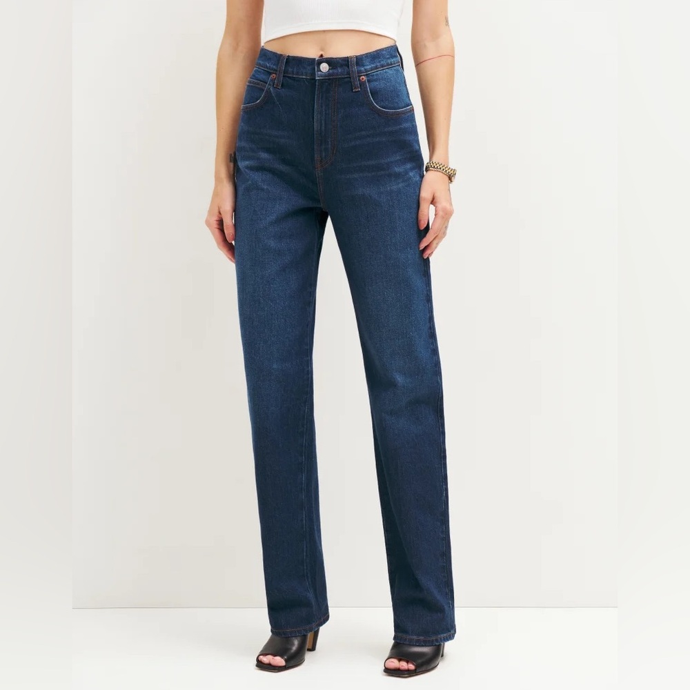 Raw Hem Elan Ultra High Rise Straight Jeans